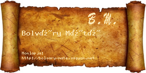 Bolváry Máté névjegykártya