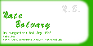mate bolvary business card